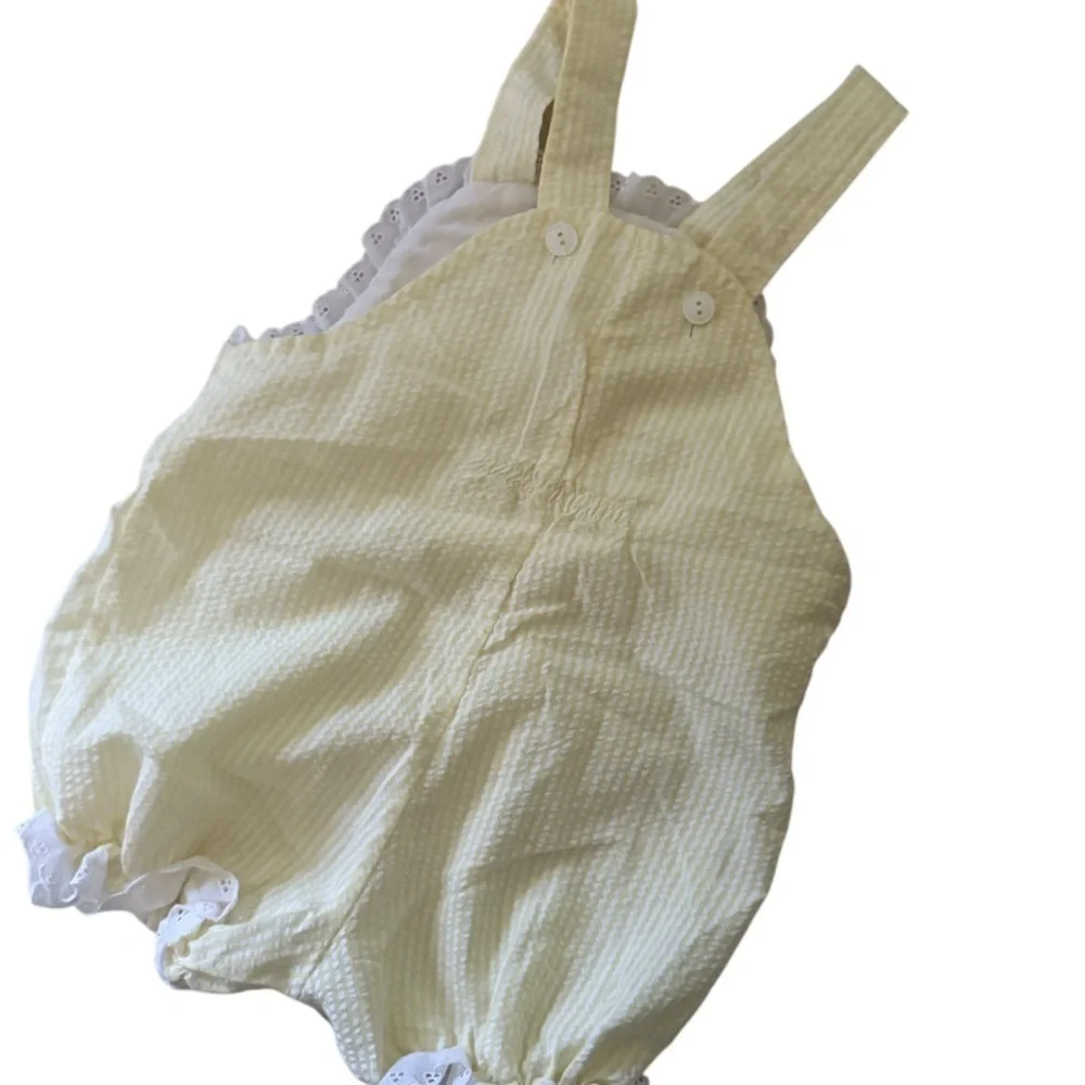 Yellow Pete’s Jeans by Goodlands Baby Romper with Embroidered Design